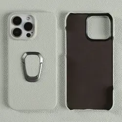 Handmade Genuine Leather Protective Phone Case with Stand Holder - iPhone 12 Pro Max (Grey 6311)