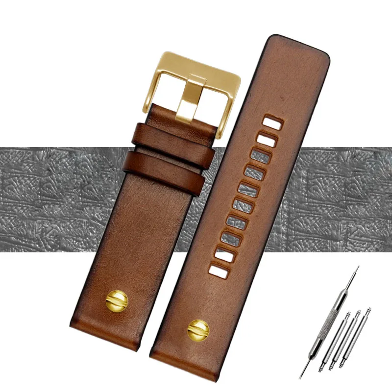 Quality Genuine Retro Leather Watchband for Men – Vintage Italian Leather Strap 22mm, 24mm, 26mm