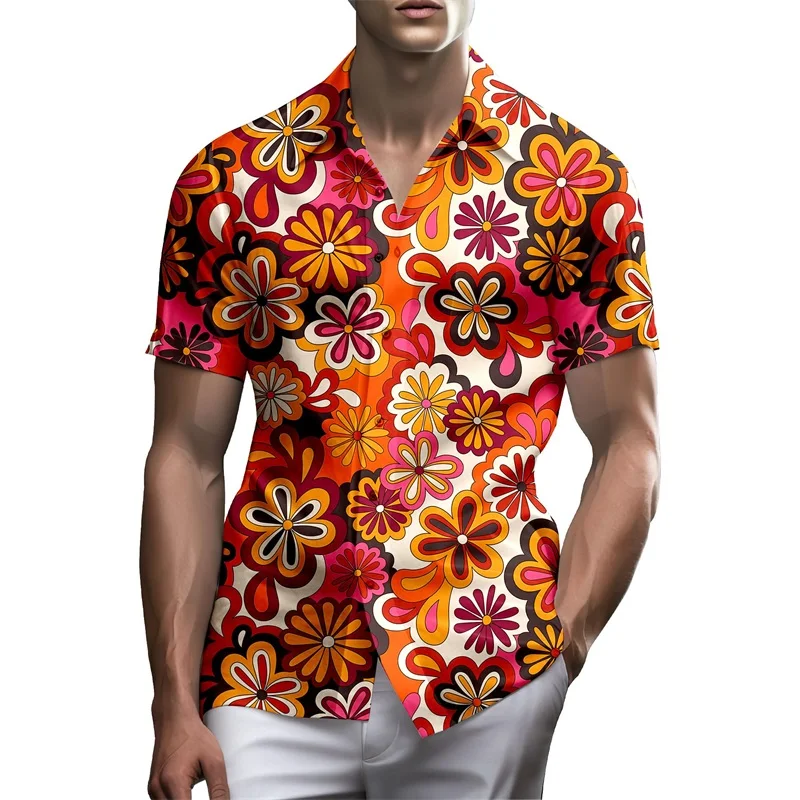 Camisas hawaianas con estampado 3D de flores y neón para hombre, camisas casuales de playa de gran tamaño con botones, ropa de diseñador de moda, camisas Aloho