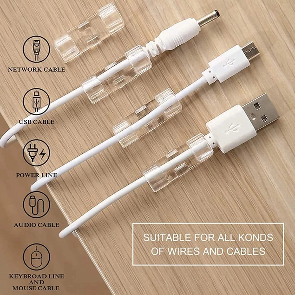 Cable Organizer Clips 20Pcs Wire Winder Holder Cord Protector USB Management Adhesive Hooks Desk Clamp Car Earphone cable organizer,cable protector,cable wire protector,cable ties,cable management bracket