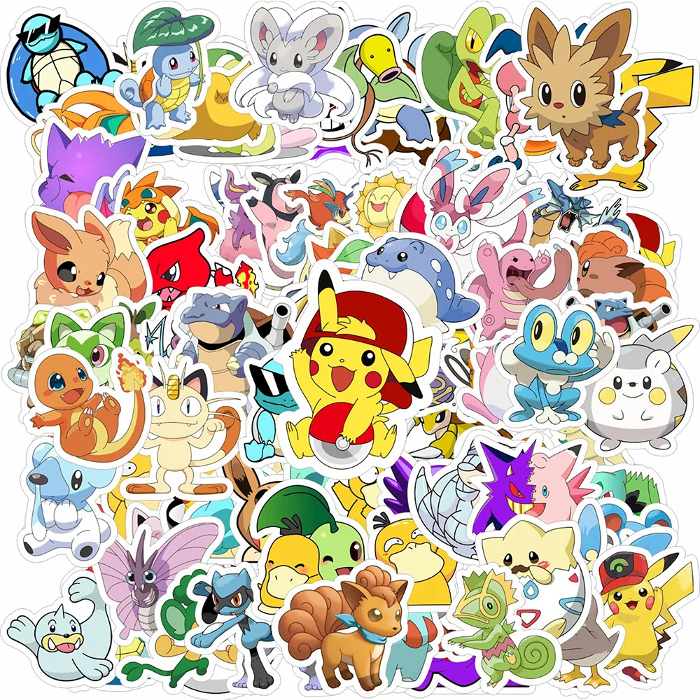 

10/30/50/100pcs Pokemon Bulbasaur Pikachu Cartoon Stickers Decals Graffiti Motorcycle Water Bottle Laptop Cute Kid Anime Sticker