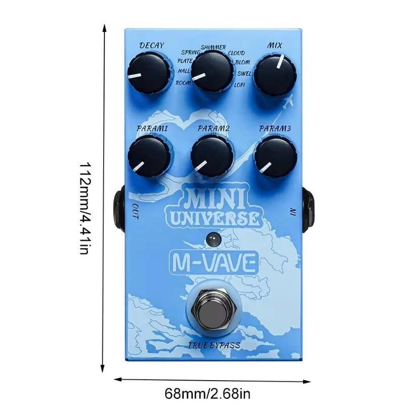 Mini Universe Digital Reverb Pedal 9 Reverb Digital Effects Room/Shimmer/Lofi/Spring Reveb Effect Pedals Guitar Pedal