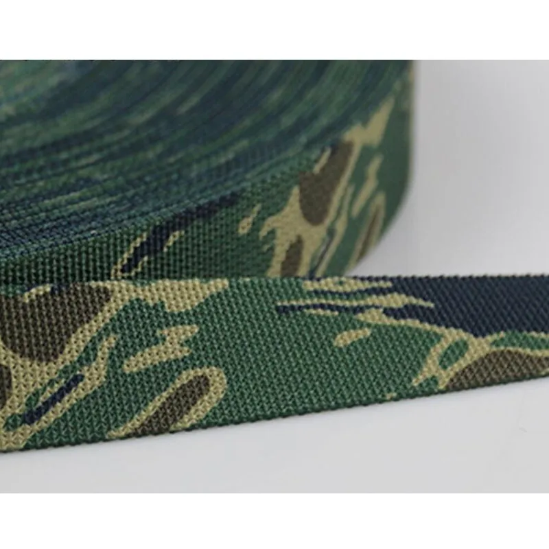 

1 Meter Long 2.5cm Width Tiger Stripe Camouflage Webbing Non-elastic Edging Strips Bag Luggage Belt Fabric Accessory