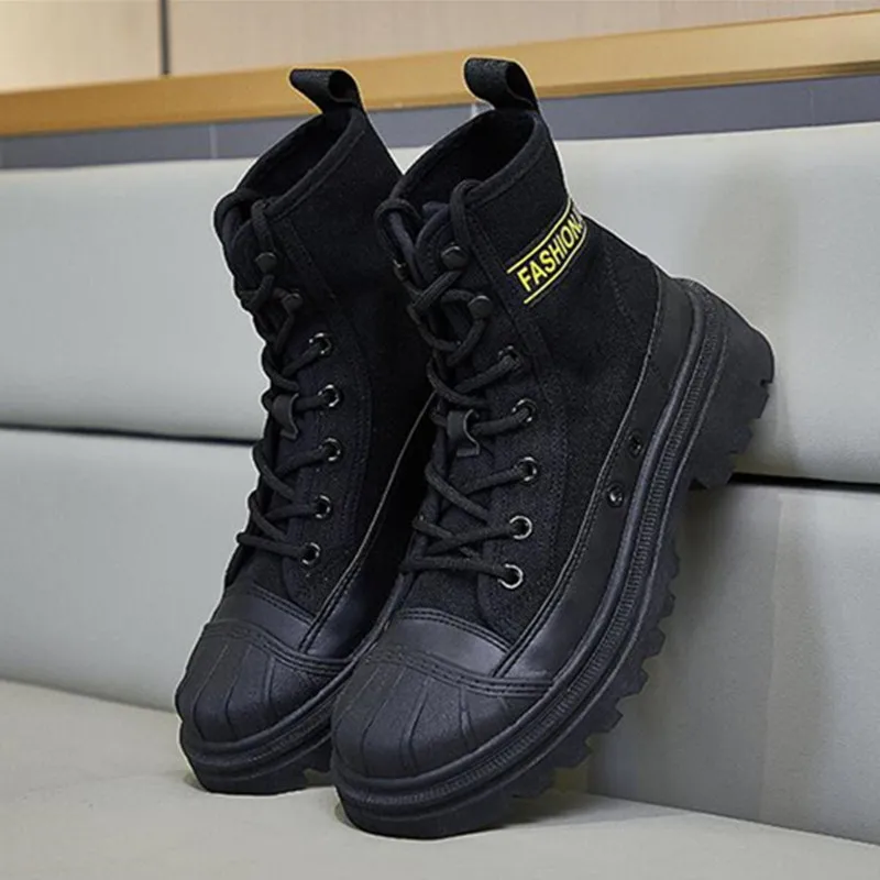 2023 New Women's Korean Style Work Boots Outdoor Mountaineering Boot Leather Lace Up Breathable Casual Fashion ankle Boots