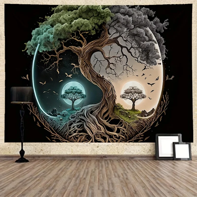 Tapestry Decor 1 Pcs 75x58cm Tree Print Frosted Wall Hanging Living Room Bedroom Dormitory Home Decoration