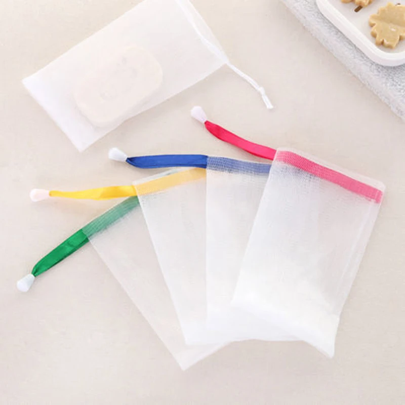 Description Picture 2 of item10pcs Facial Cleanser Manual Foaming Net Bag Wash Face Soap Liquid Soap Whipped Mousse Bath Shower Blister Foaming Net