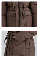 ZAROY الشتاء مقنعين الرباط رشاقته القطن وسادة مبطنة المرأة سترة الموضة سستة جيب مبطن معطف ملابس خارجية دافئة غير رسمية 5