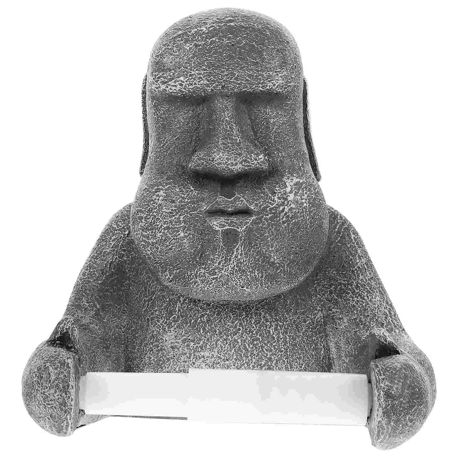 

3D Three-dimensional Tissue Box British Portrait Stone Toilet Paper Holder Desktop Towel Rack Sculpture Moai Statue Resin