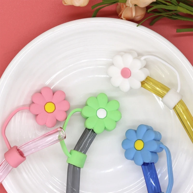 Soft Silicone Straw Covers Dustproof Drinking Straw Caps 10mm/0.39 Straw  Toppers with Flower Pattern Straw Cover Caps - AliExpress