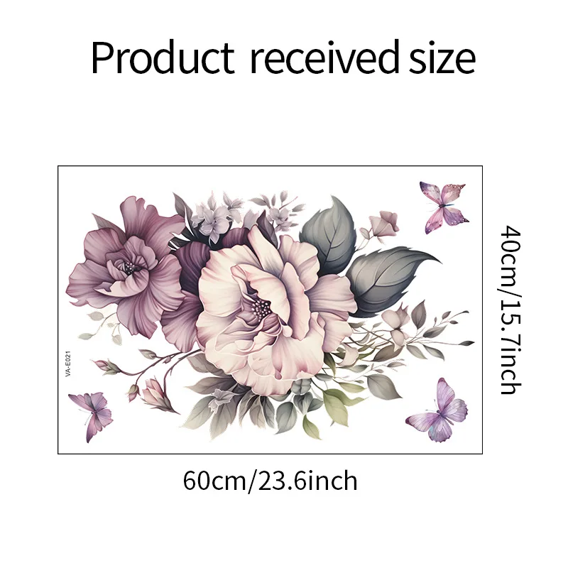 Pink Watercolor Vine Wall Sticker, Self-Adhesive Decal for Bedroom, Living Room, Entryway, 40x60cm Floral Home Decor