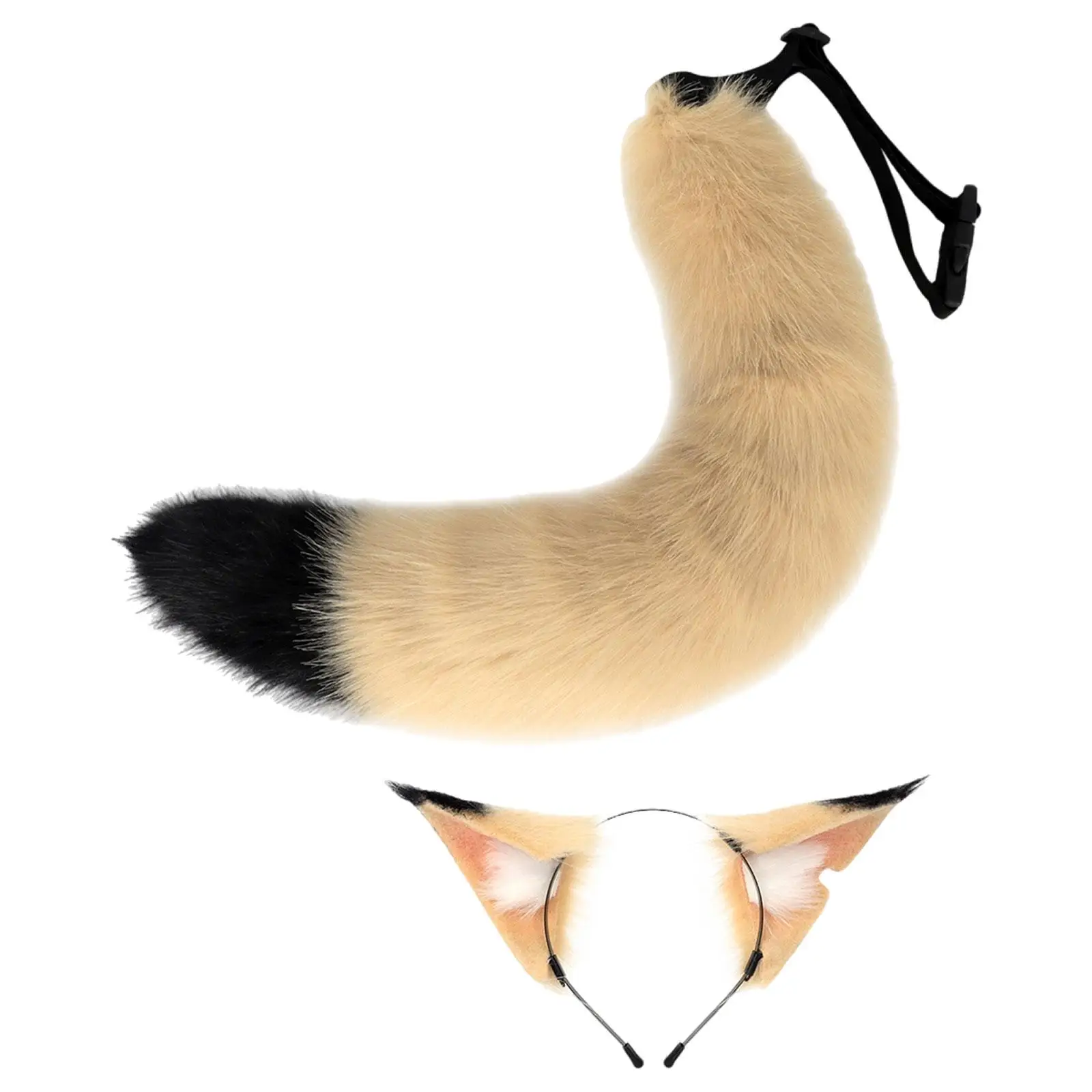 

Faux Fur Ears and Tail Set Costume Cosplay Plush Headdress for Performance