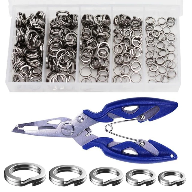 201pcs Fishing Split Ring Fishing Pliers With Plastic Box 5 Size