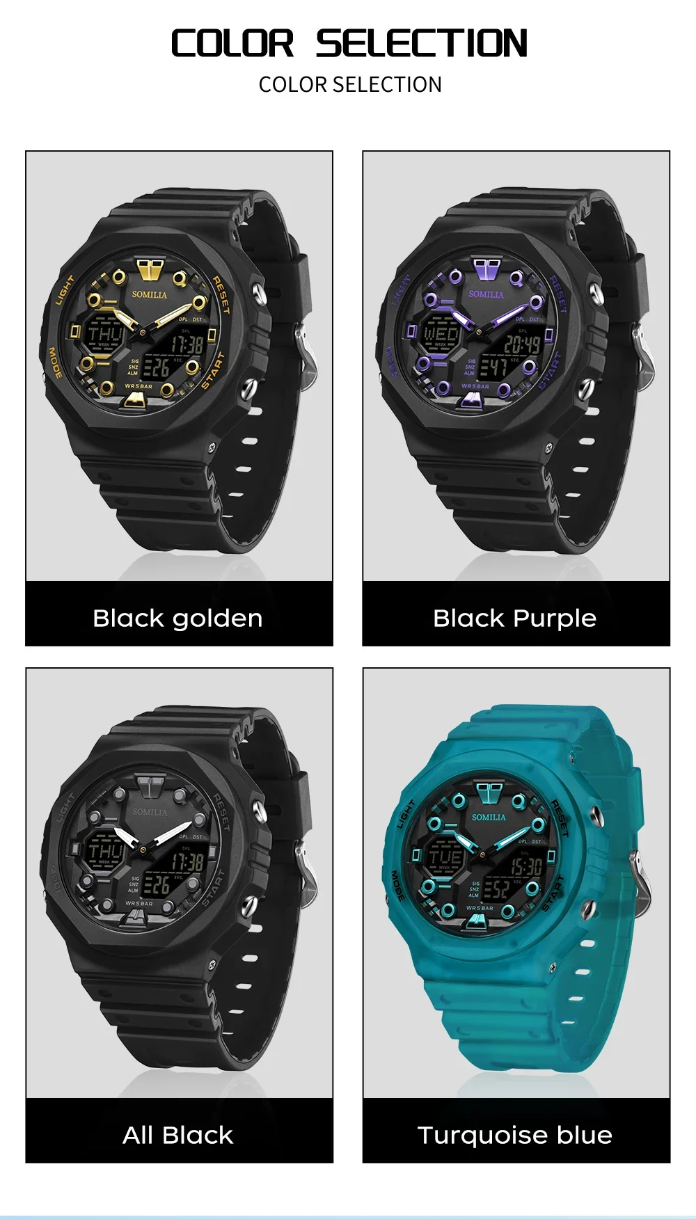 SOMILIA S6200 Fashion Men's Electronic Watch Multi functional Waterproof LED Dual screen Student Electronic Watch 2025 6