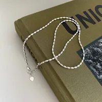 45/55CM de longueur 925 en argent Sterling cou Rugby Grains de riz chaîne colliers femmes bijoux de luxe breloques accessoires Argent 925 1