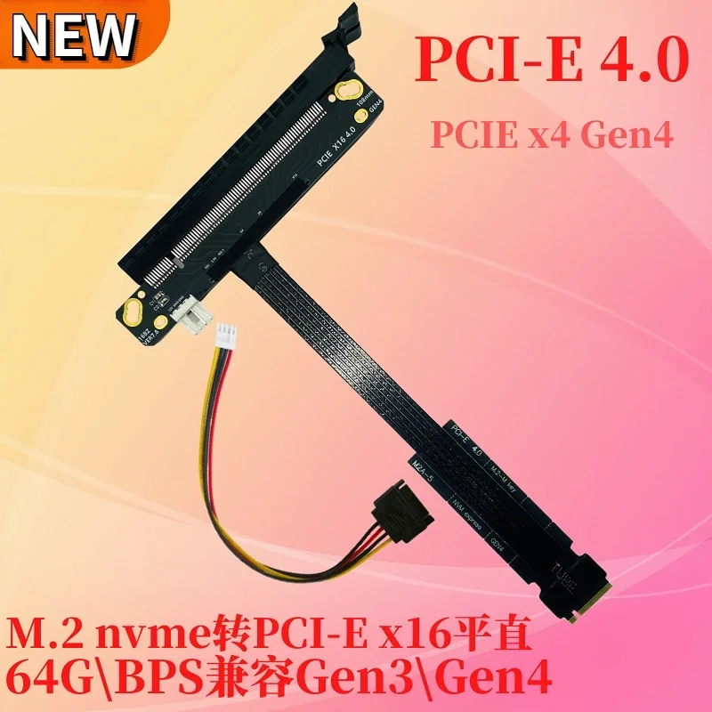 Cabo Adaptador Gráfico Gpu M.2 Nvme para Pcie X16 4.0 M.2 m Key-m Ssd Gen4 para Pci-e 4.0 x4 es Riser de Cpu Extensor Novo 64gbps