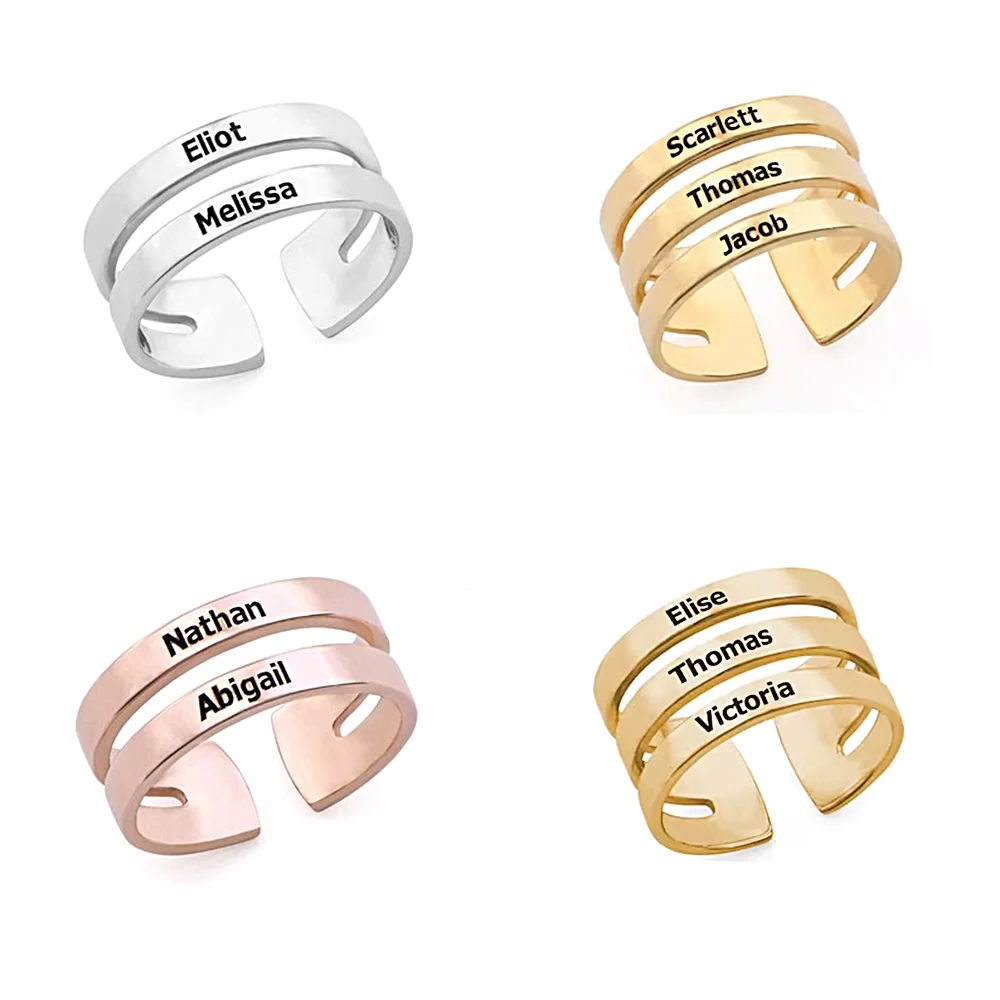 Couple Promise Rings Custom Engraving 1-3 Names Ring for Women Mens Stainless Steel Jewelry Valentine's Day Gifts Free Shipping