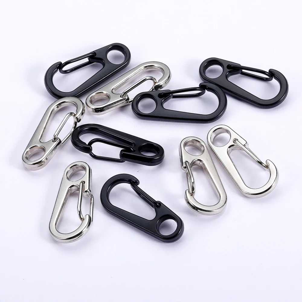 100pcs Lobster Clasp Buckle Keychian Mini Carabiners Outdoor Camping Hiking Buckles Alloy Spring Snap Hooks Keychains Tool Clips