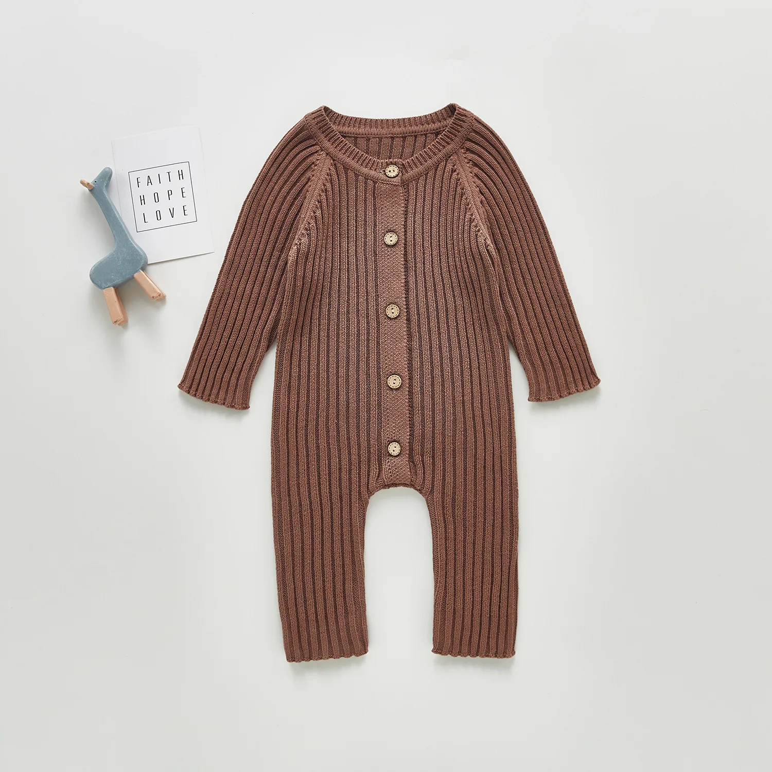 Personalized Solid Knitting Cotton Long Sleeve Outfit Toddler Baby Boys Girl Romper Spring Autumn Newborn Baby Girls Jumpsuit