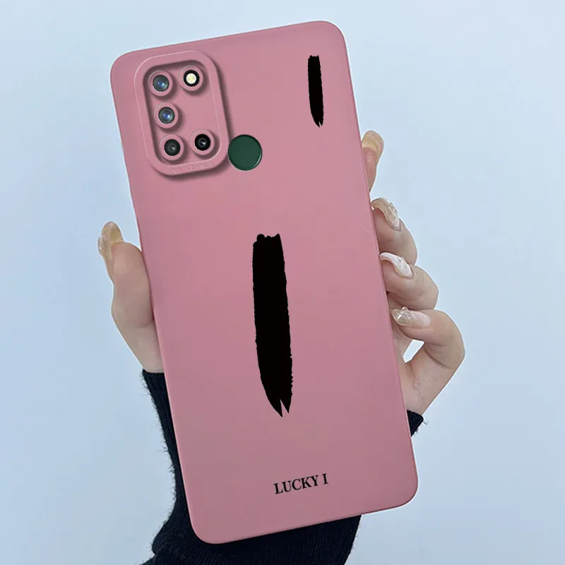 Lucky Initial Letter Silicone Matte Soft Shockproof Bumper Phone Case Cover