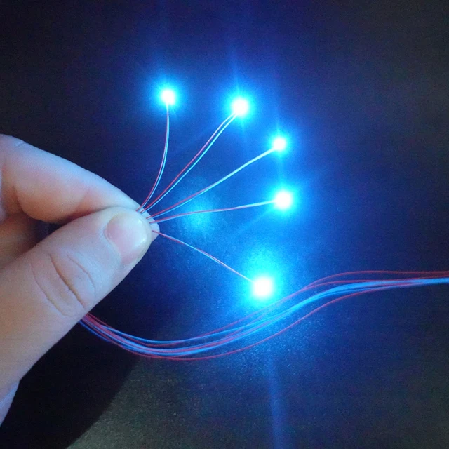 50pcs 3v Pre-wired #0402 Smd Leds,10 Colors Available,30cm Connection Wires,hobby  Kit/railroad/railway/starship/gundam Lighting 2