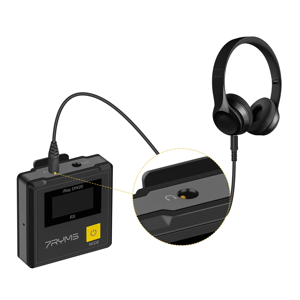 7RYMS iRAY DW20 PRO 2.4G Dual Wireless Lapel Microphone with Charging Case for C