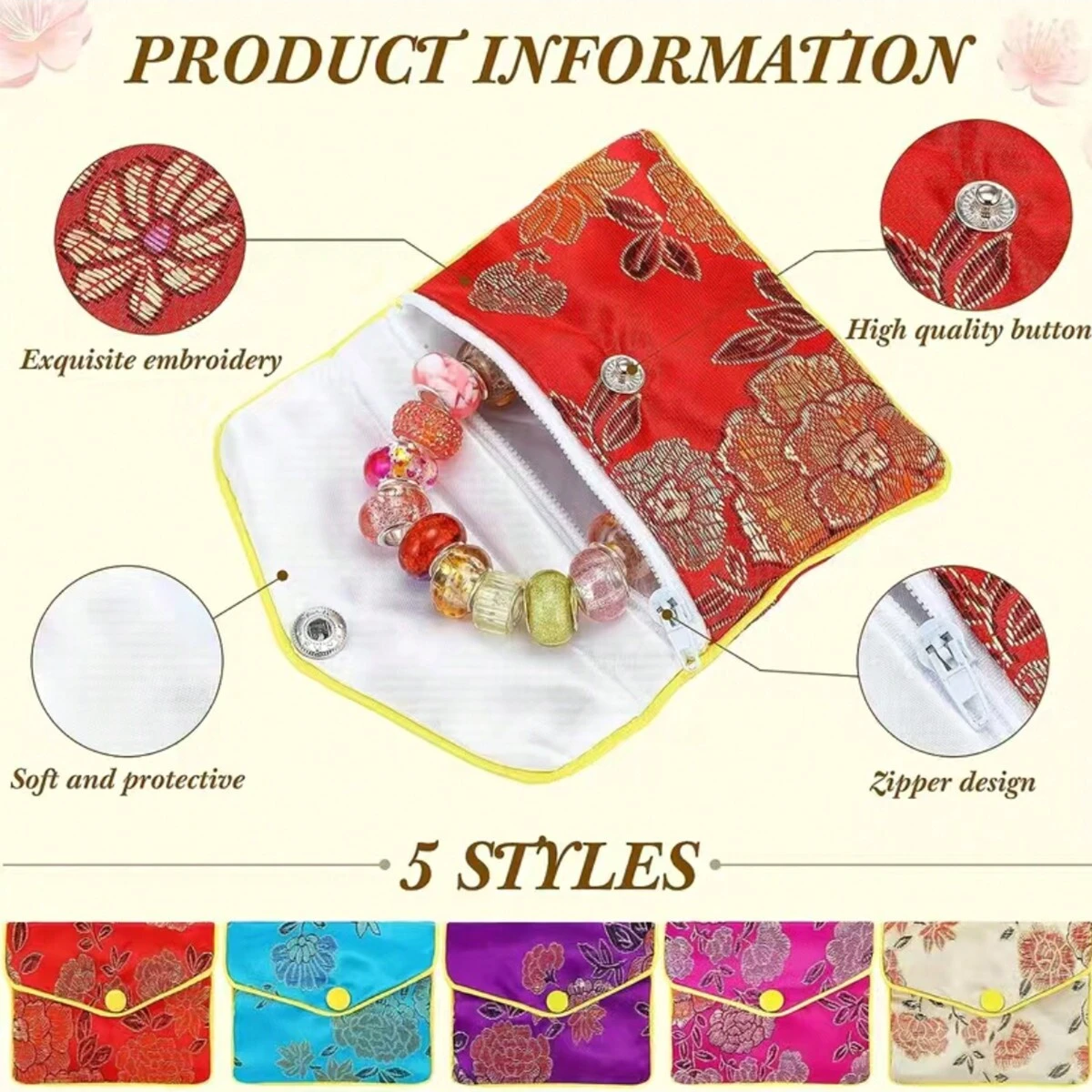 6pcs/12pcs 쥬얼리 실크 지갑 파우치, 보석 선물 가방, 여러 색상 (임의의 색상)