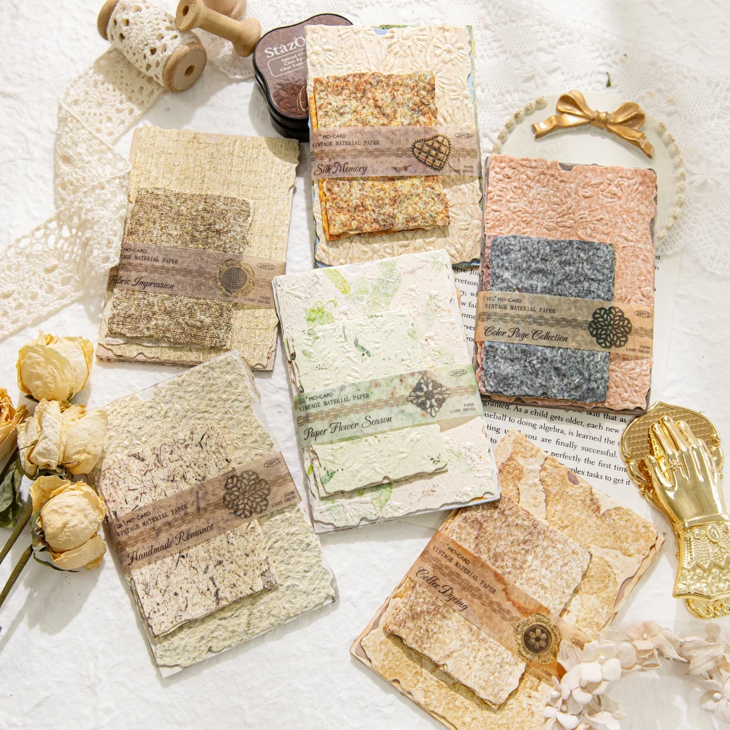 28pcs/pack Vintage Materials Paper DIY Scrapbooking Collage Junk Journal Aesthetics Stationery Planner Decor Paper 2