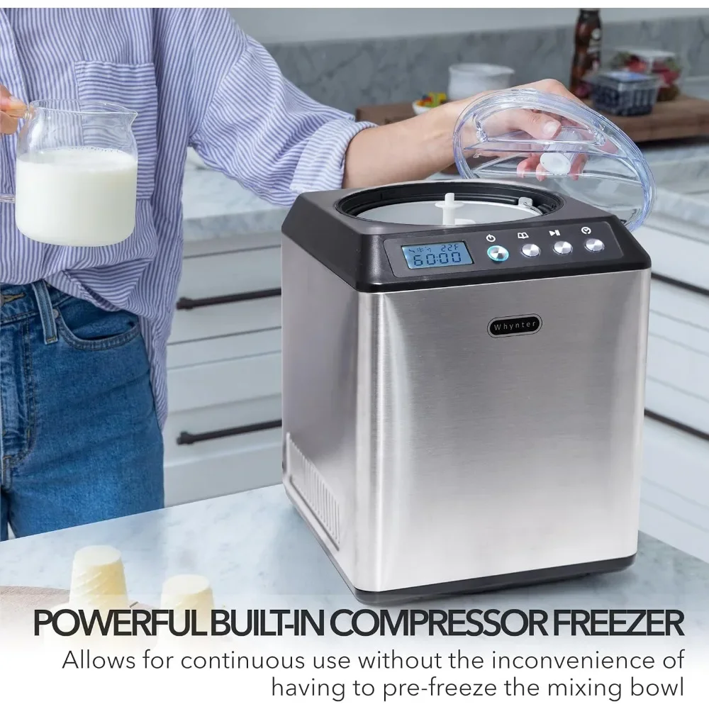 Whynter ICM-201SB Upright Automatic Ice Cream Maker with Built-in Compressor, no pre-freezing, LCD Digital Display