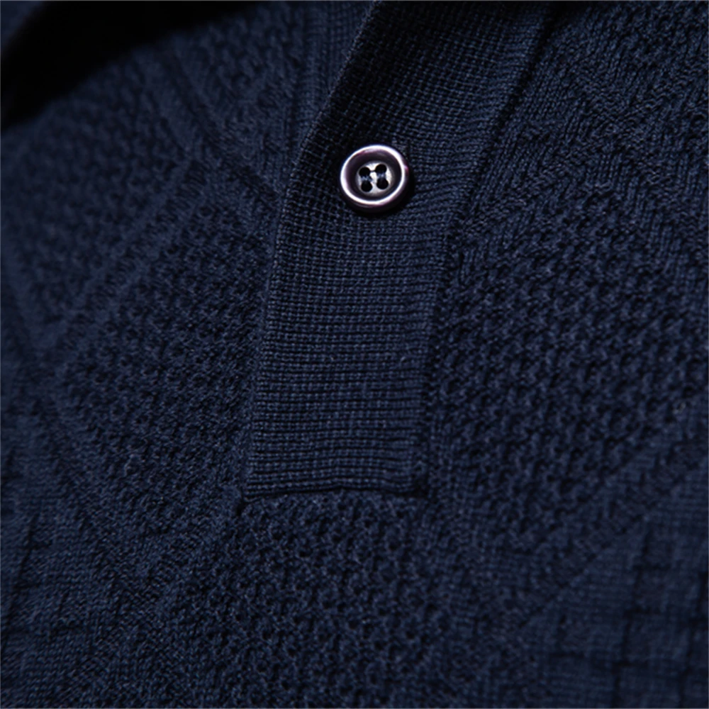 2023 New Autumn Cotton Polo Neck Sweaters for Men High Quality Pullover Knitted Sweater Men England Style Casual Social Pull Men 4