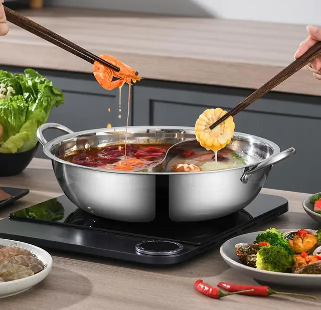 Stainless Steel Hot Pot 2 Compartments Flavor Divided Induction Stove  Polishing Soup Cooking Pot Usable Home Kitchen Cookware - Price history &  Review, AliExpress Seller - Konesky A House Assistant Store