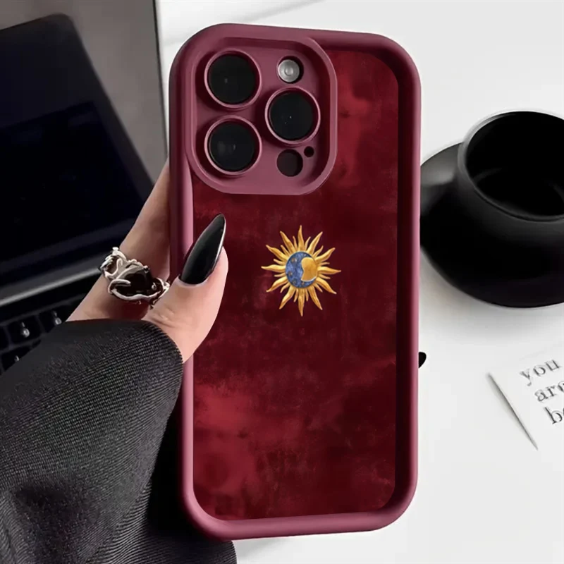 Minimalist Sun Moon Pattern Silicone Phone Case Cover