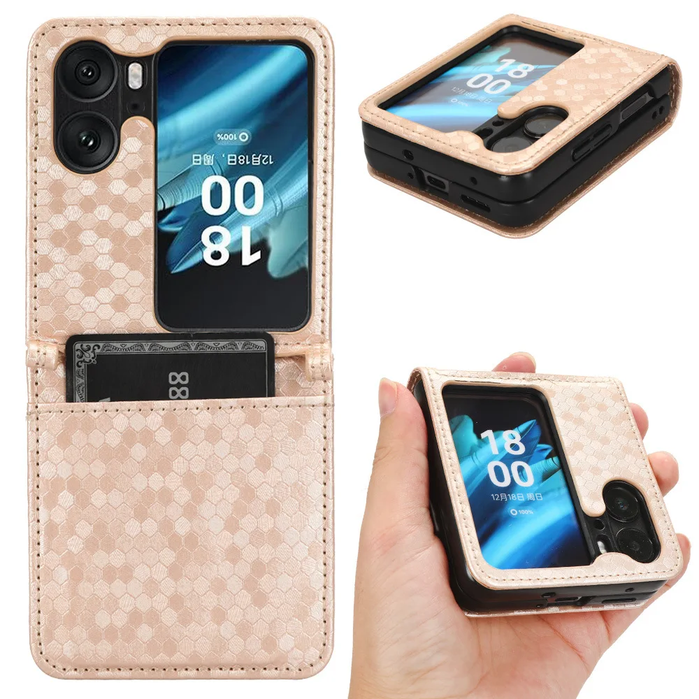 Geometric Leather Card Holder Wallet Non-Slip Shockproof Phone Case Cover
