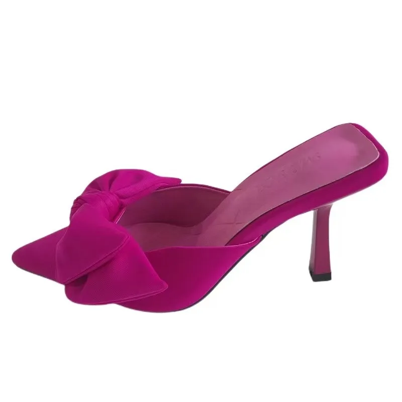 Women Shoes Summer Butterfly Knot Women Slingbacks Heels Shoes Sexy Dress Thin Heel Pointed Toe Ladies High Heels Women Sandals