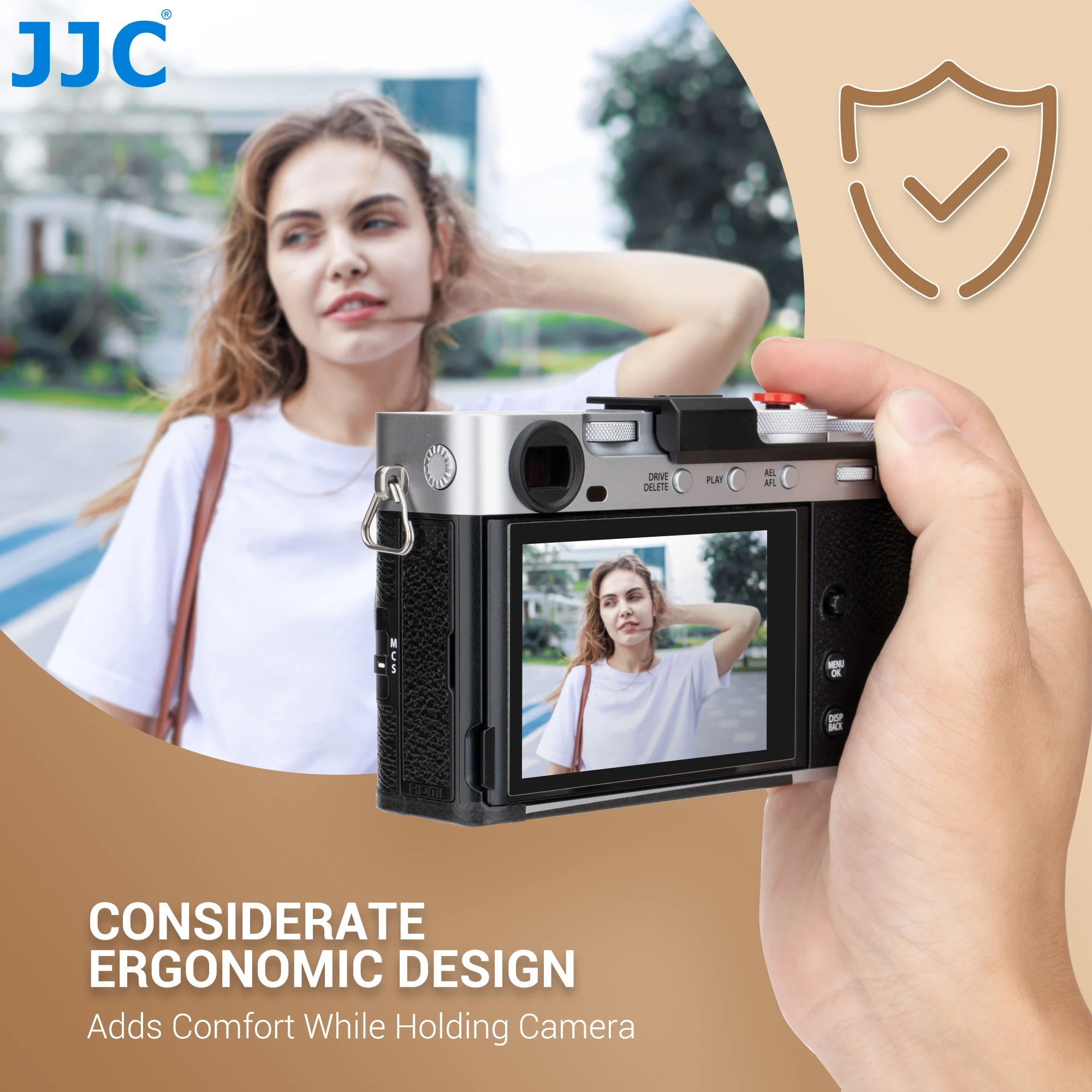 JJC 메탈 카메라 엄지 그립 엄지 받침대 후지필름 X-E5 카메라 그립 셔터 릴리스 버튼 포함 카메라 액세서리