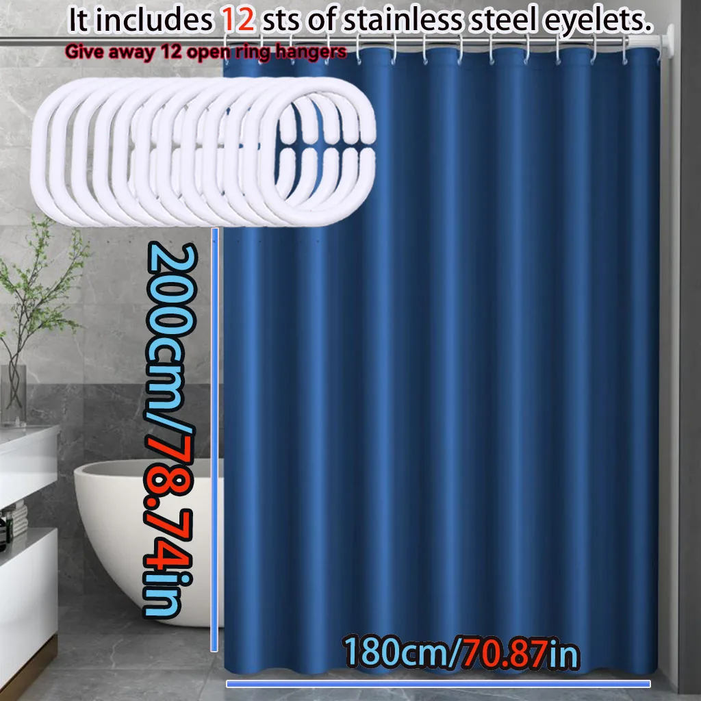 Navy Blue Modern Waterproof Shower Curtain