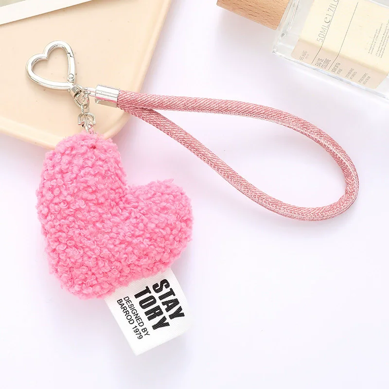 Simple Fur Love Design Key Chain Jewelry for Women Bags Pendant Hanging Key Ring Accessories Colored Heart Keychain