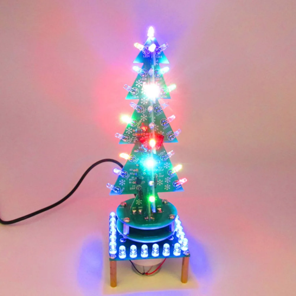 Rotating Colorful Music Christmas Tree LED Water Lights Electronic DIY Kits Christmas Decoration Gift with Breathing Lights 2
