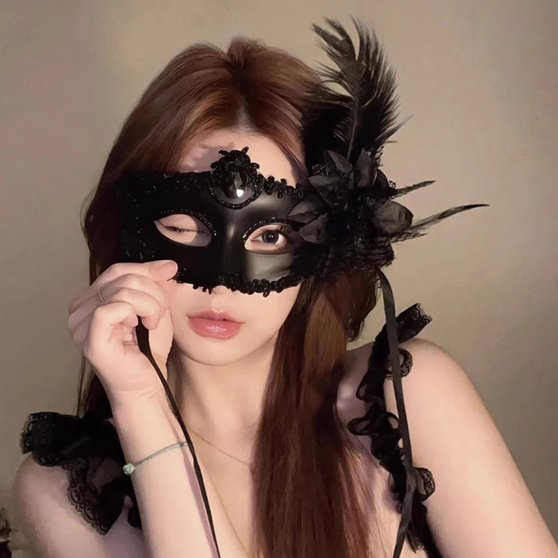 Flowers Feathers Rhinestones Princess Masquerade Masks Nightclub Party Show Halloween Dance Decorate Stage Ancient Performance