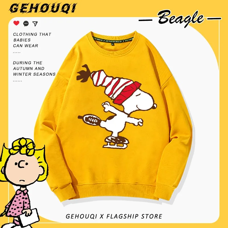 

2024 New Snoopy Printed Round Neck Hoodie Men's Children Peanut Animation Peripheral Snoopy Autumn Clothes Cotton