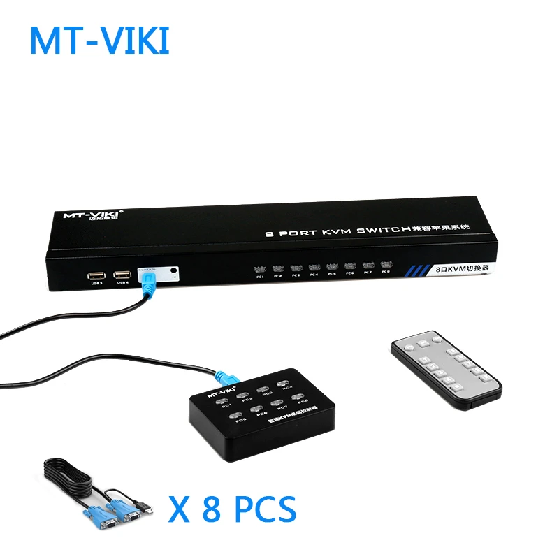 はございま MTVIKI 8 Port KVM Switch VGA w/ 19'' LCD Monitor， 1U Rack Mount