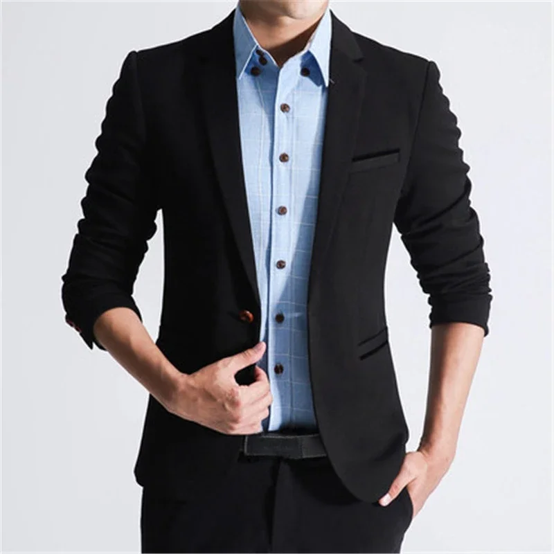 thumbnail image 1 of Abrigos Chaqueta de fiesta para hombre Trajes y blazers de corte entallado de un solo pecho finos para hombre Ropa de estilo coreano Ropa casual de moda, 1 of 5
