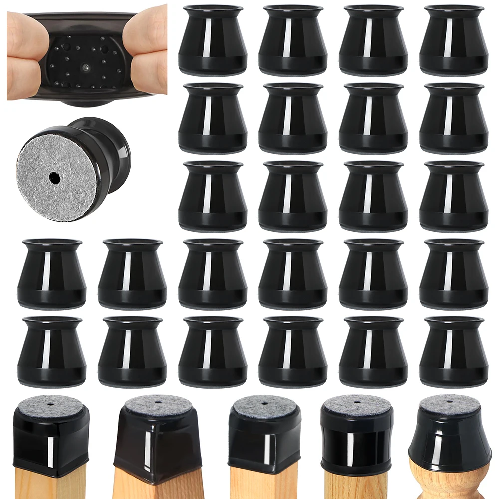 Silicone Chair Leg Floor Protector Caps with Non-Slip Felt - Prevent Scratches on Hardwood Floors (Set of 36)