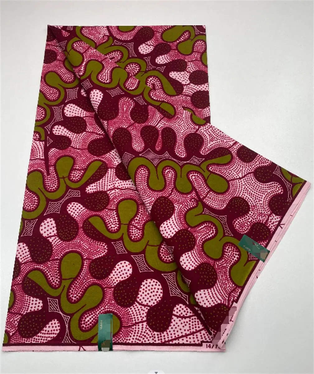 

Soft 100% Cotton Ankara Wax Fabric Pink Color Batik Print 2024 Real African Wax Fabric High Quality Women Party Dress