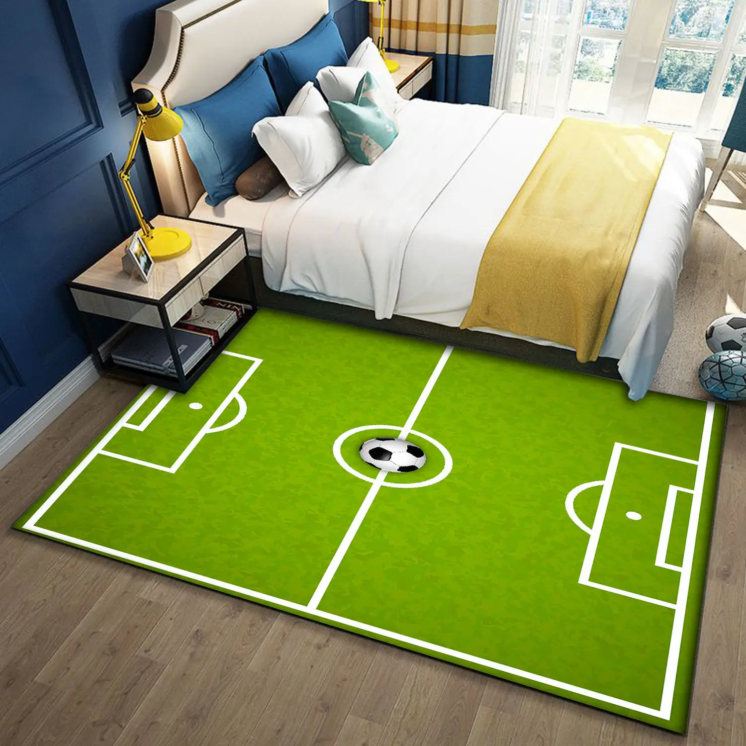 Football Field Carpet for Living Room Home Decor Children's Play Anti-slip Large Area Rugs Bedroom Bedside Foot Pad Bath Doormat 5