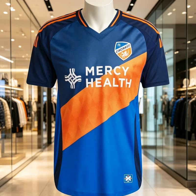 FC Cincinnati Auswärtstrikot 2026 Herren Fußballtrikot Mercy Health Sponsor MLS Fußballtrikots Fan-Version Weiß Orange Familie Kinder