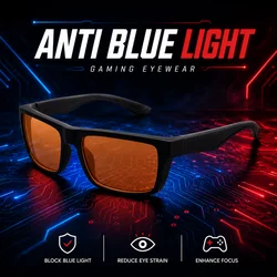 Unisex Blue Light Blocking Yellow Lens Glasses - Anti - Fatigue Eyewear for Gaming, Office, and Reading (Black Orange)