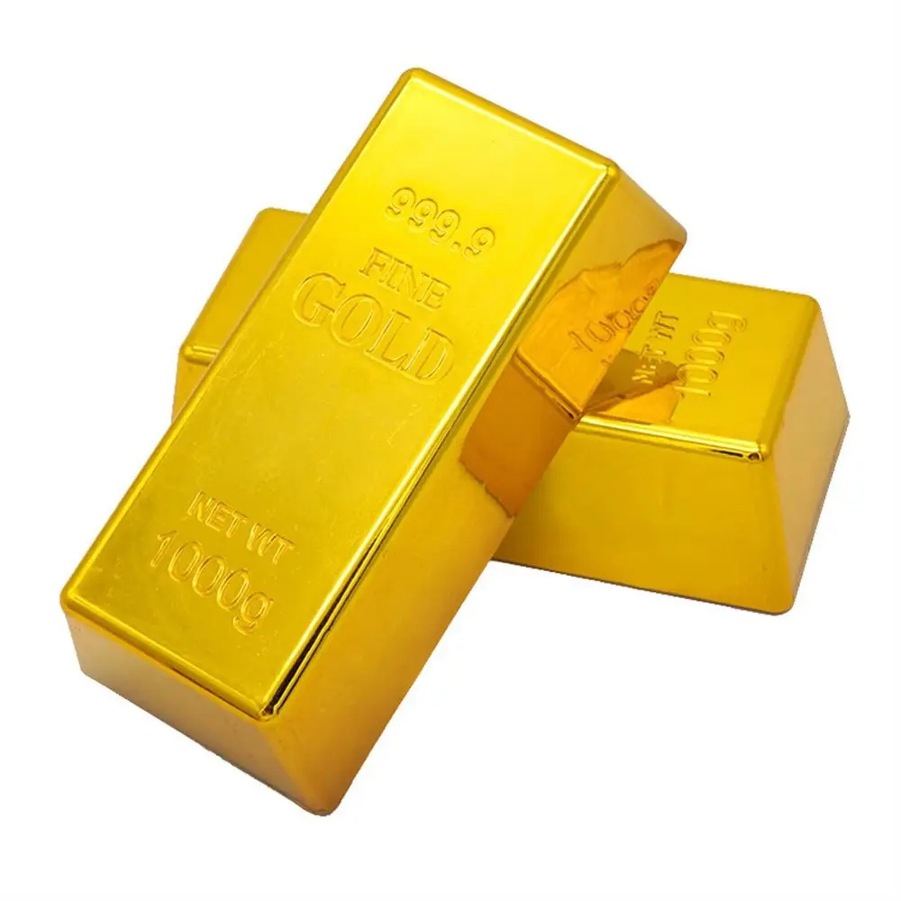 

Glittering Fake Gold Bar Office Accessory Simulation Paperweight Golden Brick Plastic Door Stop Bullion Bar Novelty Gift