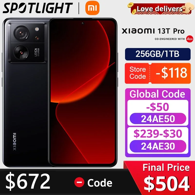 [Prima Mondiale] Versione Globale Xiaomi 13T Pro 5G 12Gb 256Gb 50Mp Fotocamera Leica 144Hz Display Amoled Batteria 5000Mah Ip68
