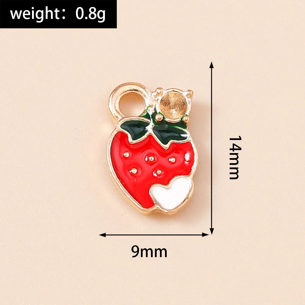 Leslie 10 Stück süße Früchte Charms Emaille Apfel Banane Erdbeere Wassermelone Ananas Kirsche Anhänger für Ohrringe Schmuckherstellung – Detail 13