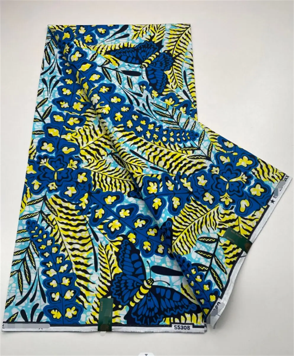 

2024 New African Wax Fabric 100%Cotton Wax for Dresses African Wax Prints Ankara Wax Real Nigeria Wax Pagne Soft Wedding Dresses